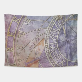 Astrological Clock With Zodiac Signs Tapestry