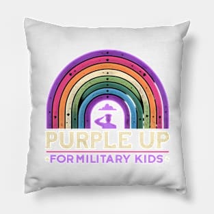 Purple Up For Military Kids Rainbow Silhouette Pillow