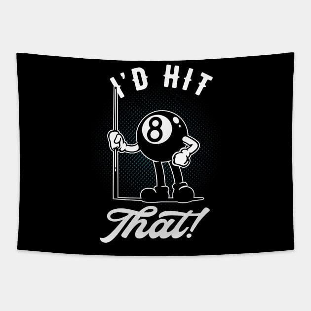 Billiard Cue Sports Funny 8-Ball Cartoon Pool Tapestry by Foxxy Merch