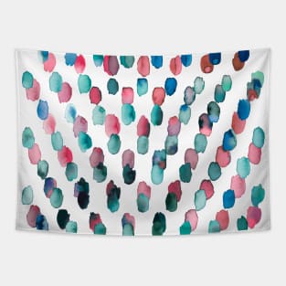Artistic Watercolor Dots Blue Pink Tapestry