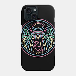 Alien Invasion of a Beach & Pink Flamingo Phone Case