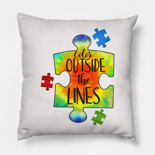 autism multicolor puzzle Pillow by Mstudio