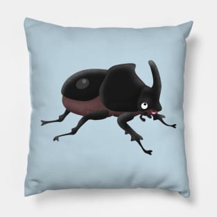 Cute rhinoceros beetle cartoon illustration Pillow