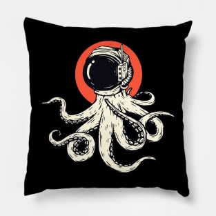 Vintage Astronaut Octopus Sketch // Retro Space Octopus Pillow