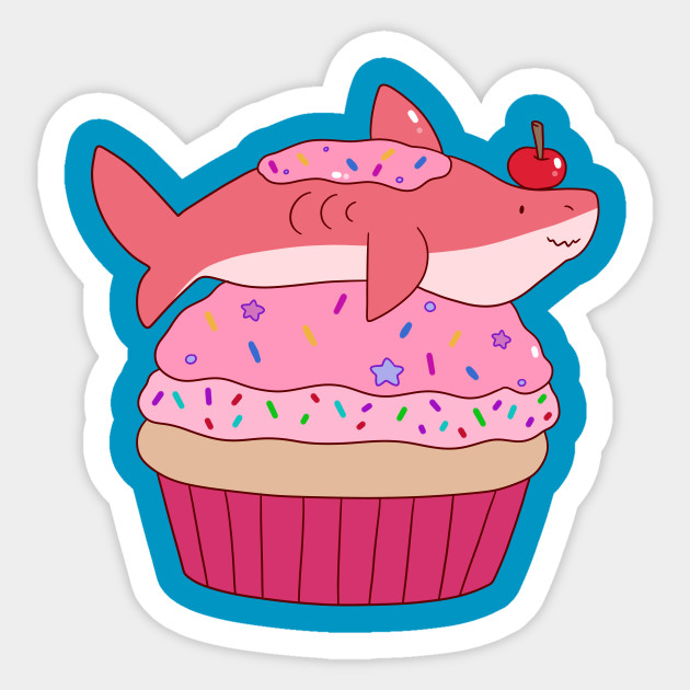 Giant Cupcake Shark - Shark - Sticker