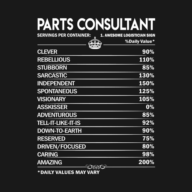 Parts Consultant T Shirt - Parts Consultant Factors Daily Gift Item Tee by Jolly358