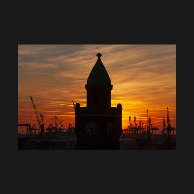 St. Pauli Landungsbrücken, Hamburg, dusk, afterglow by Kruegerfoto