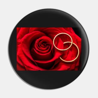 Valentine's Day Red Rose With Engagement Rings Pin