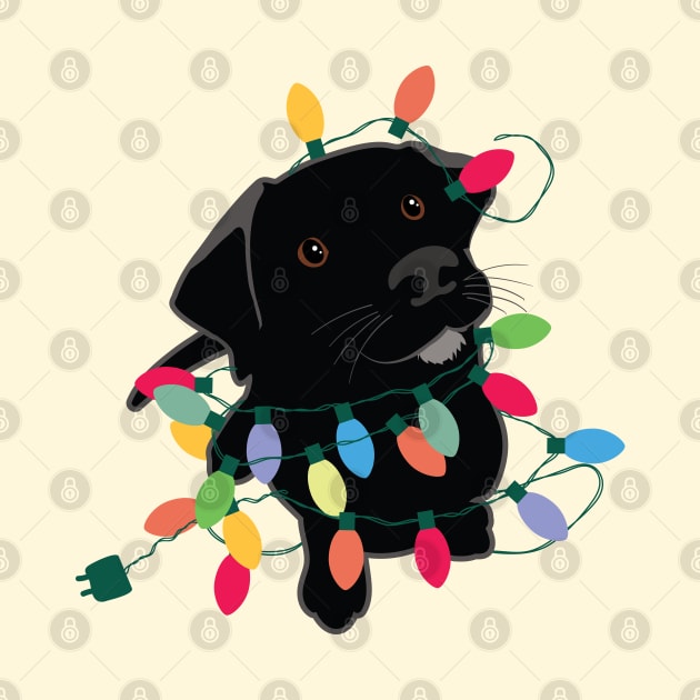 Puppy With Christmas Lights by DesignCat