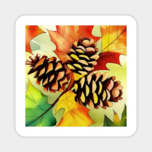 Pine Cones and Maple Leaves Magnet