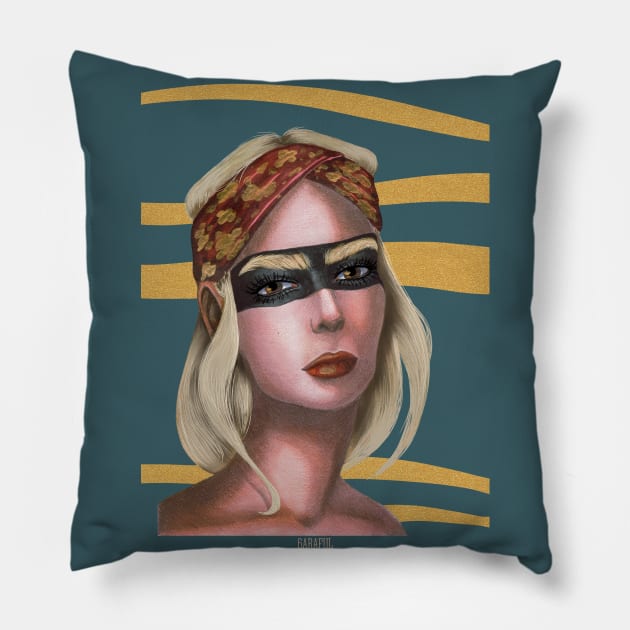 masked girl Pillow by Sharaful