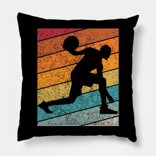 Basketball Outdoor Sports Retro Sunset Design Pillow