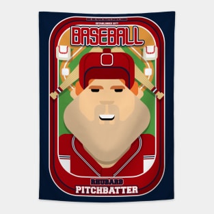 Baseball Red Blue White - Rhubarb Pitchbatter - Josh version Tapestry