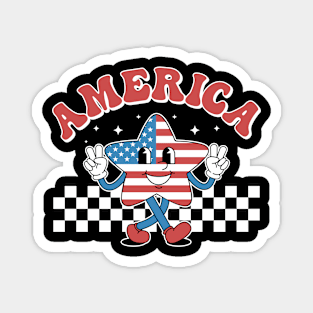 Groovy Retro America American Flag Patriotic 4th of July Magnet