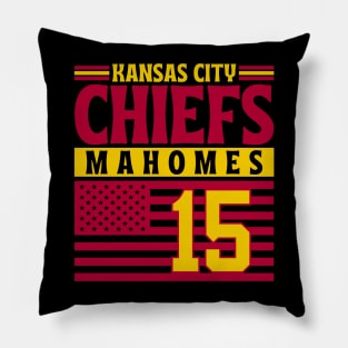 Kansas City Chiefs Mahomes 15 American Flag Football Pillow