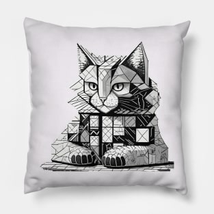 Cat Made of Blocks Pillow