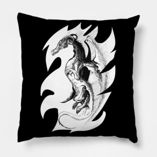 Dragon drawing - ink  - fantasy inspired designs Pillow