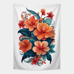 Floral Pattern Hibiscus Tapestry