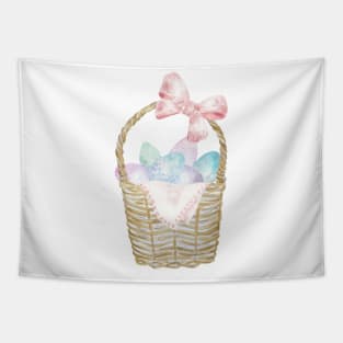 Easter Basket with Pastel Eggs Tapestry