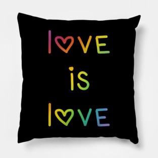 Love Is Love Rainbow Ombre with Hearts Pillow