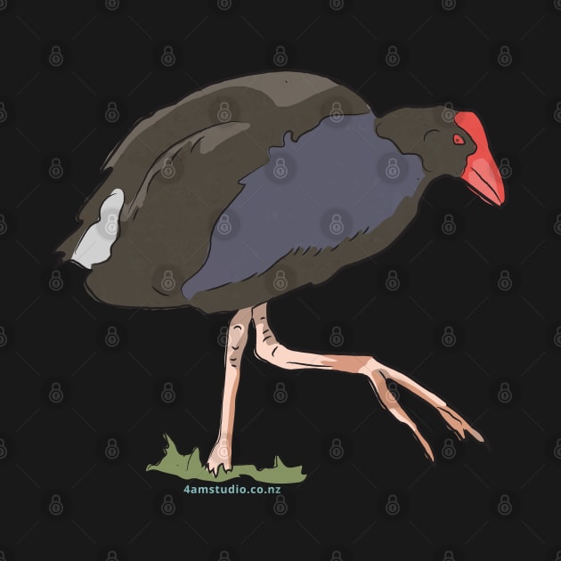 Hand Drawn New Zealand Pukeko Bird by 4amStudio