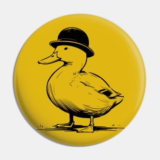 duck wearing a bowler hat Pin