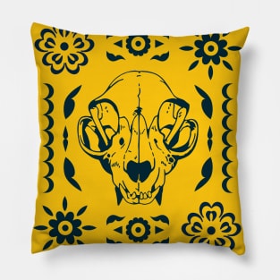 Mexican Bunting With Raccoon Skull Pillow