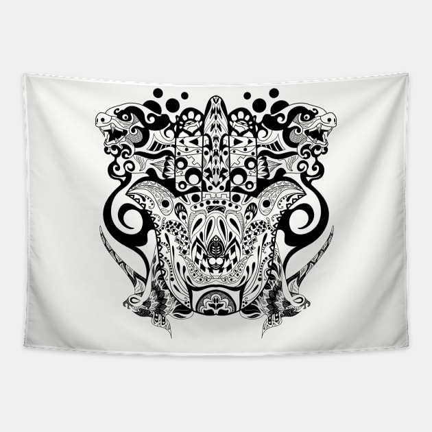 king of the monsters buddha pattern ecopop Tapestry by jorge_lebeau