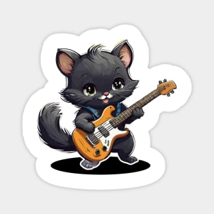 Cat With a Bass Guitar Magnet