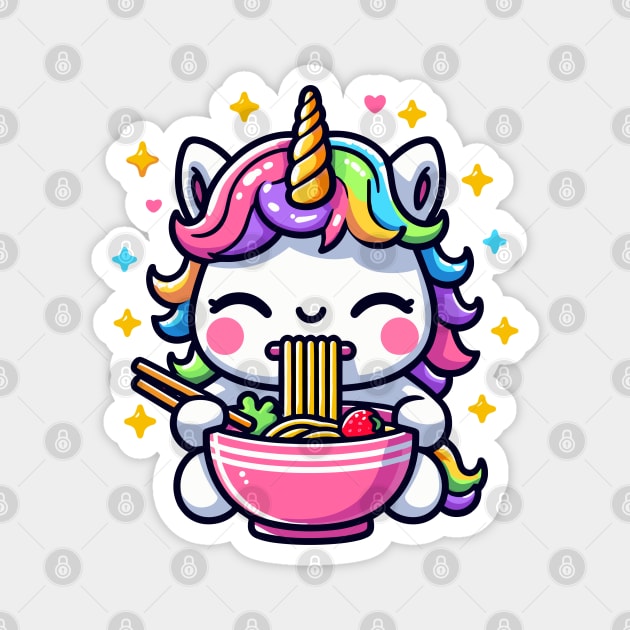Unicorn Eating Ramen Magnet by JessArty