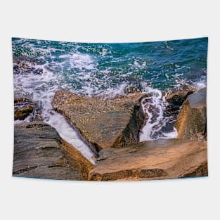 Summer Sea Waves Nature Rocks Tapestry