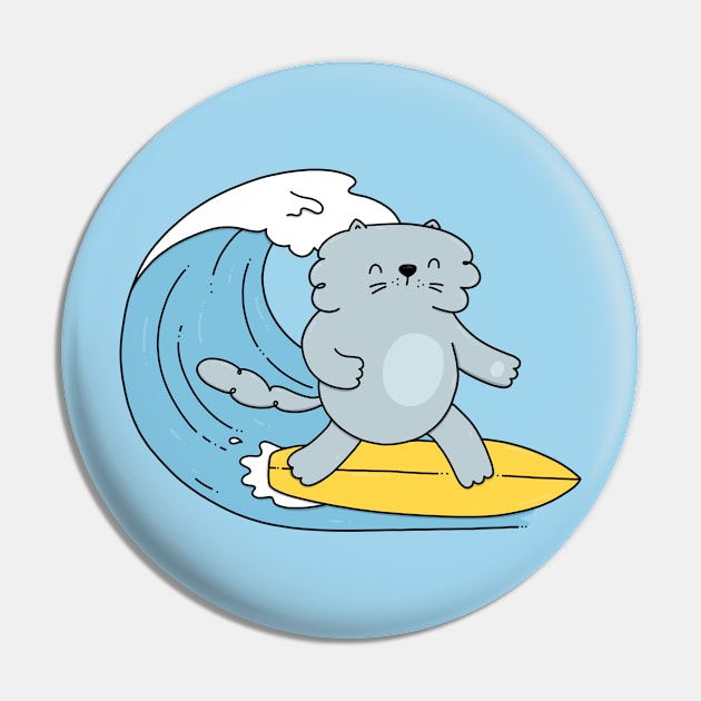 Surfing Cat Pin by rafs84