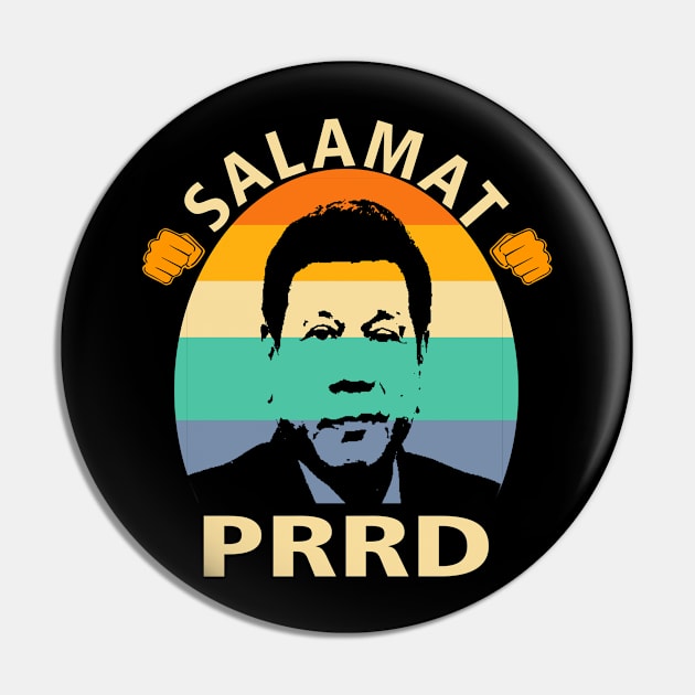 Salamat PRRD Thank You President Rodrigo Roa Duterte Philippines Davao DDS Gift Farewell Keepsake Pinoy Pinay Retro Sunset Pin by familycuteycom