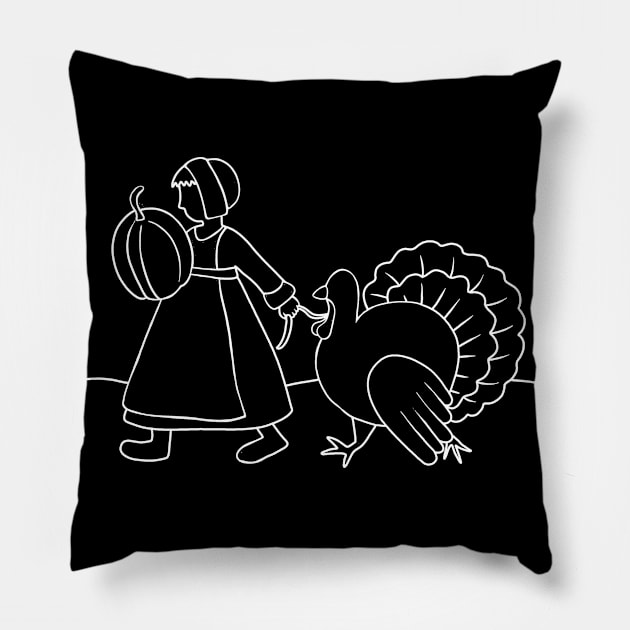 Thanksgiving Pilgrim and Turkey Pillow by valentinahramov