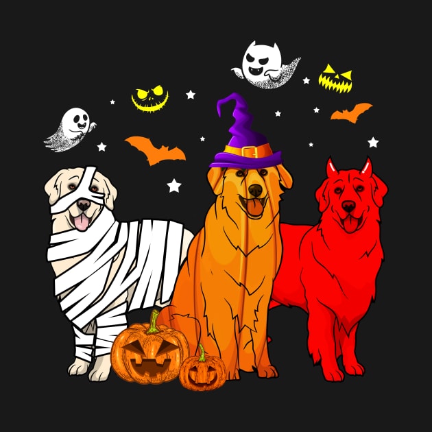 Funny Golden Retriever Halloween Costume Gift T-shirt by Bensonn