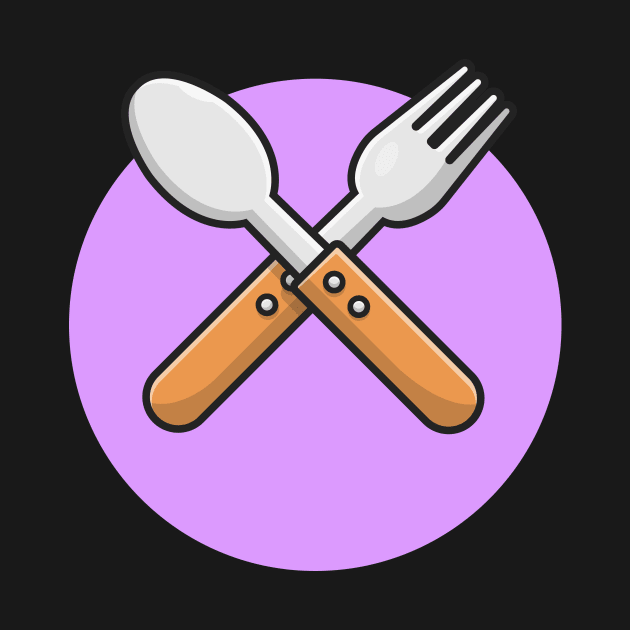 Fork And Spoon Cartoon Vector Icon Illustration (2) by Catalyst Labs