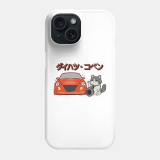 Red Daihatsu Copen & Maneki-Neko Phone Case