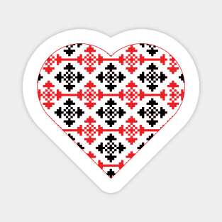 Red - Black Traditional Romanian Pattern Magnet
