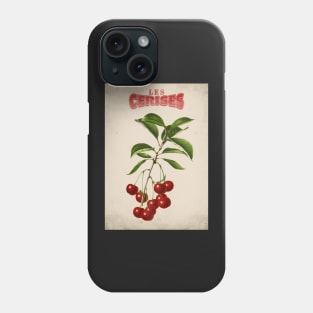 Old fruit poster - Cherries - Vintage - retro Phone Case