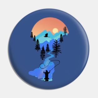 Fly Fishing Mountain Sunset by TeeCreations Pin