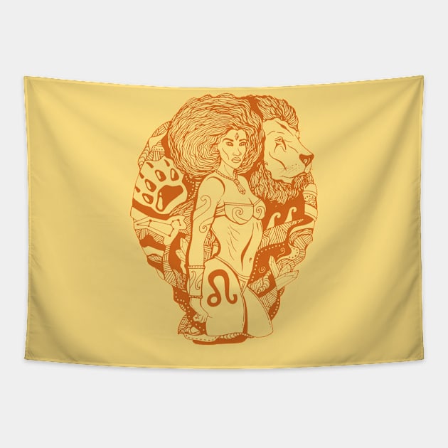 Terracotta Leo Beauty Tapestry by kenallouis