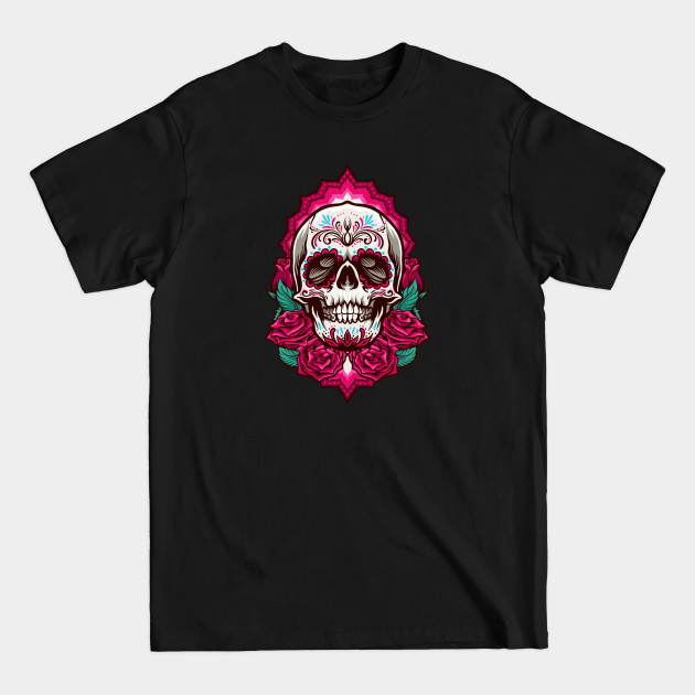 Discover Cool Day of the Dead Sugar Skull with Roses - Dia De Los Muertos Sugar Skulls - T-Shirt