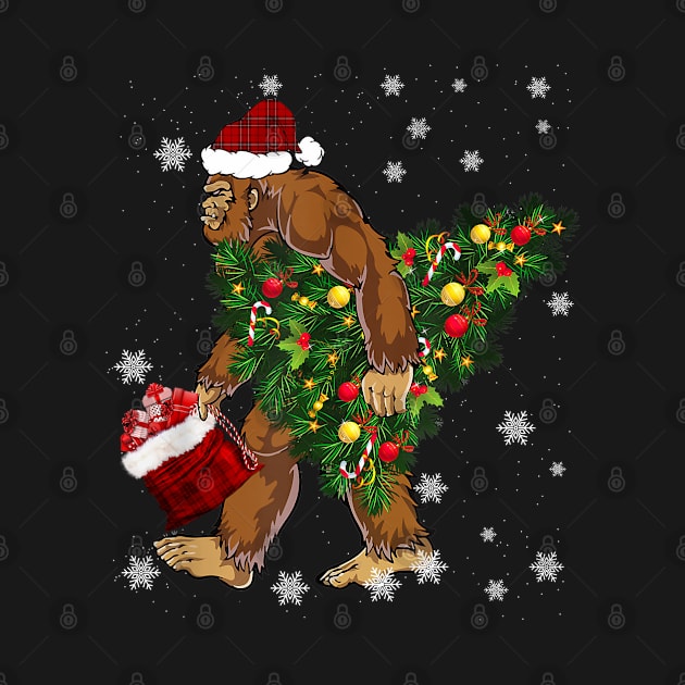 Funny Bigfoot Carrying Christmas Tree by little.tunny