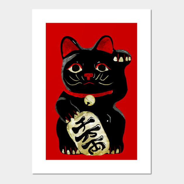 Lucky Black Cat Lucky Cat Posters And Art Prints Teepublic Au