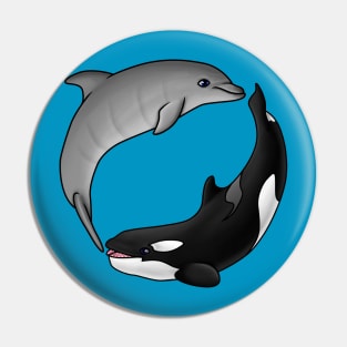 Baby Dolphin and Orca Circle Pin