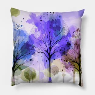 Colorful Purple Blue Abstract Trees Pillow