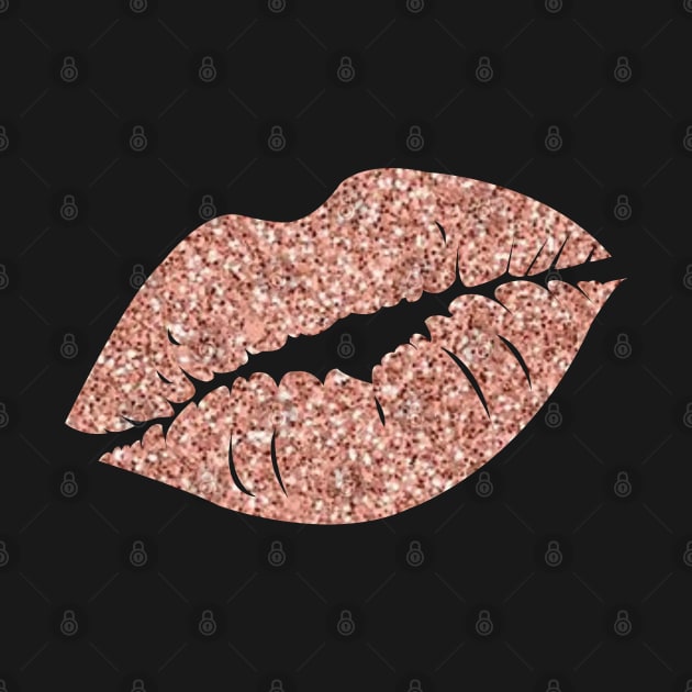 Dark Rose Gold Faux Glitter Lips by Felicity-K