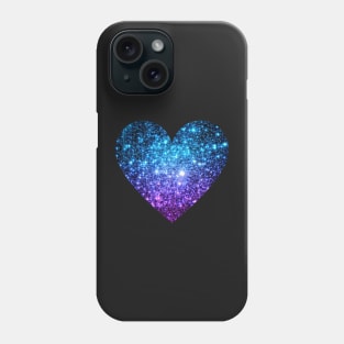 Teal and Purple Ombre Faux Glitter Heart Phone Case