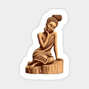 Afrocentric Woman Wooden Carving Magnet