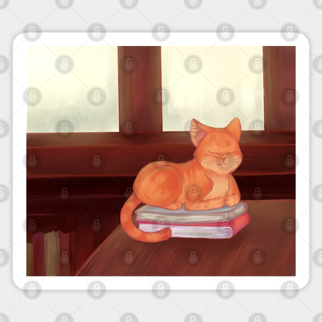 Library Cat - Cats - Sticker | TeePublic